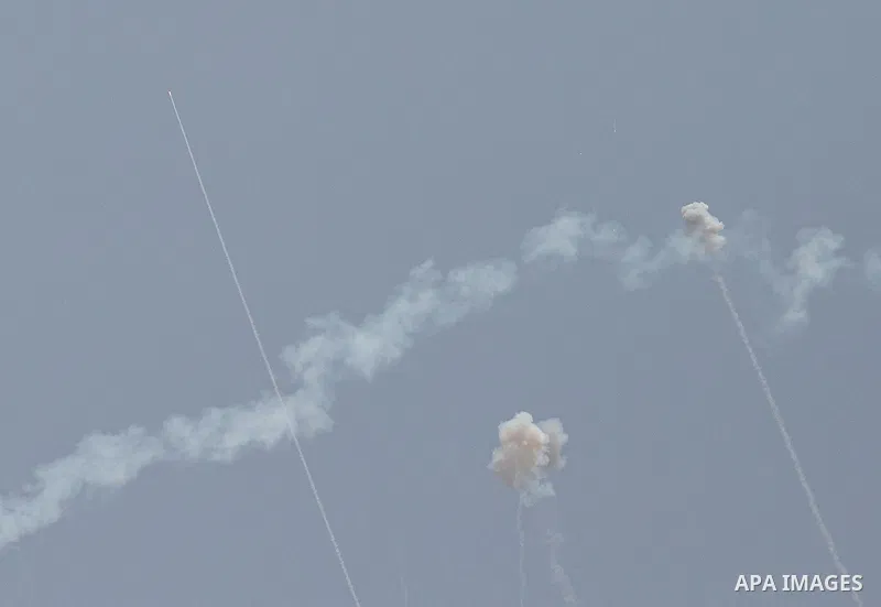 Rockets are intercepted by Israel's Iron Dome air defence system over the Gaza Strip on May 12, 2023. Israel and Gaza militants traded heavy fire today as hopes faded of securing a truce to end days of fighting that have...