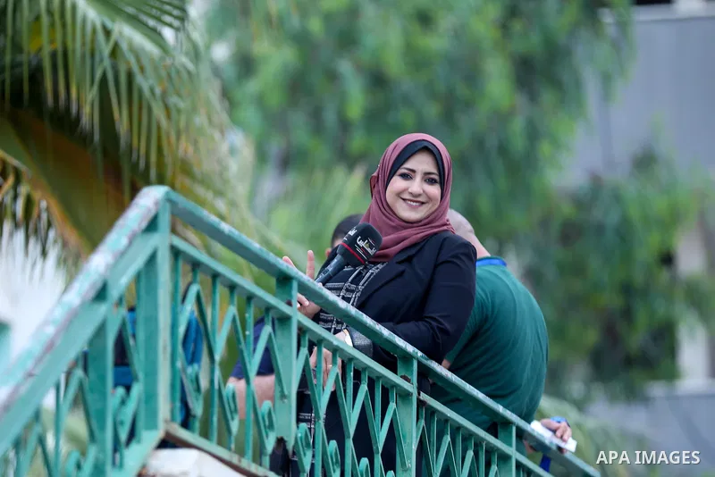 Palestinian journalists cover the conflict between Islamic Jihad movement and Israel in Gaza city on May 2023. Calm returned to Gaza as a fragile ceasefire ending five days of fighting held, leaving Palestinians and Isra...