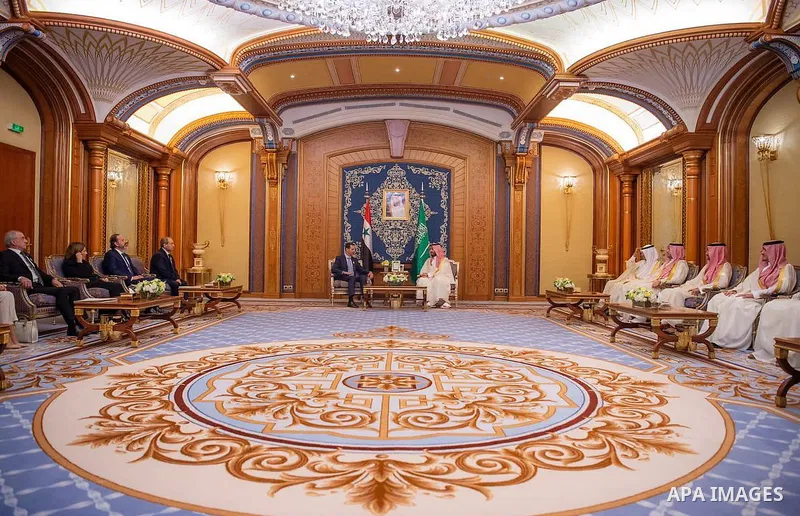 Saudi Crown Prince Mohammed bin Salman meets Syrian President Bashar al-Assad on the sideline of the 32nd Arab Summit, in Jeddah, Saudi Arabia on May 19, 2023. Photo by Saudi Press Agency/APAimages
