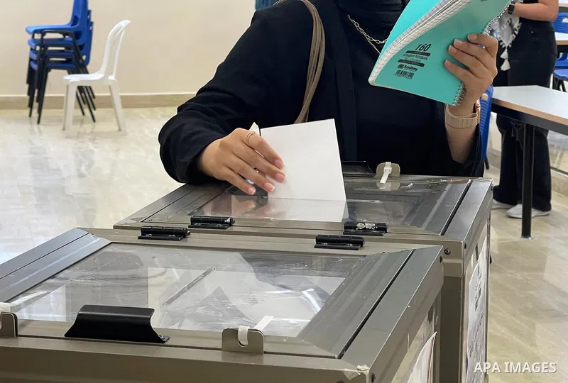 Palestinian students cast their votes in the student council elections at Birzeit University on the outskirts of Ramallah in the West Bank, on May 24, 2022. Photo by Ahmad Arouri \ apaimages