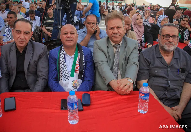 Palestinians take part in the national festival mark the 75th anniversary of Nakba, or the "catastrophe", in Gaza city on June 03, 2023. "Nakba," which is the Arabic word for "catastrophe," refers to Palestinian's expuls...
