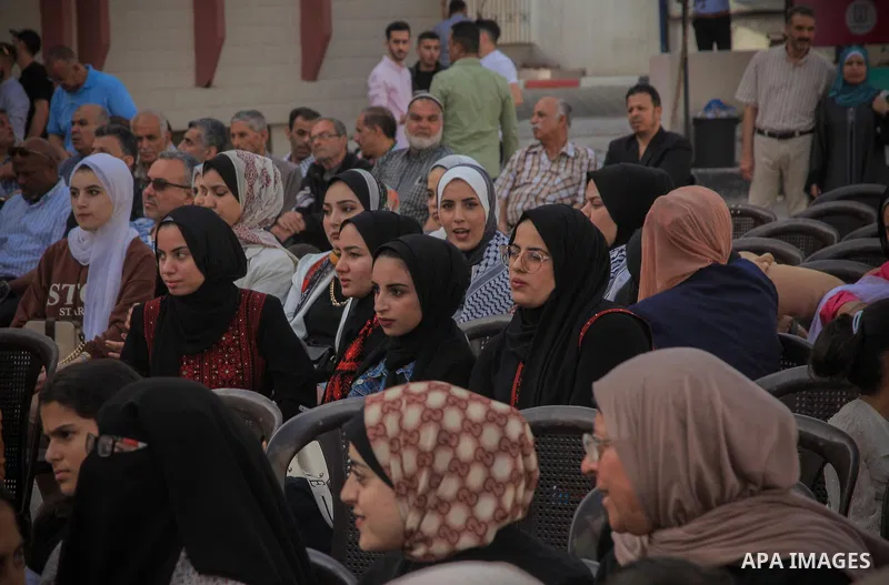 Palestinians take part in the national festival mark the 75th anniversary of Nakba, or the "catastrophe", in Gaza city on June 03, 2023. "Nakba," which is the Arabic word for "catastrophe," refers to Palestinian's expuls...