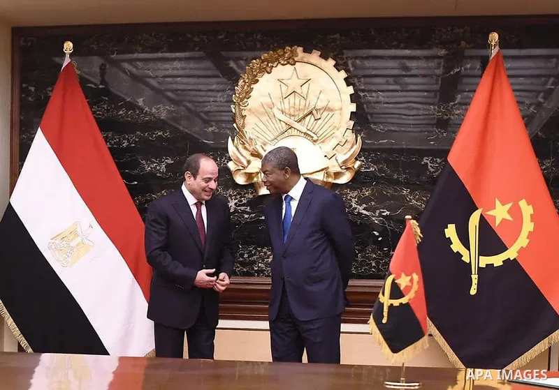 Egyptian President Abdel Fattah El-Sisi meets with Angolan President Joao Lourenco at the presidential palace in the Angolan capital, Luanda on June 7, 2023. Photo by Egyptian President Office/APAimages