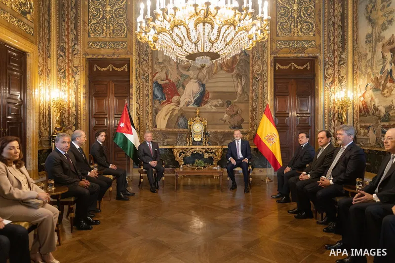 King Abdullah II holds a meeting with King Felipe VI of Spain in Madrid, Spain on June 19, 2023. Photo by Royal Hashemite Court