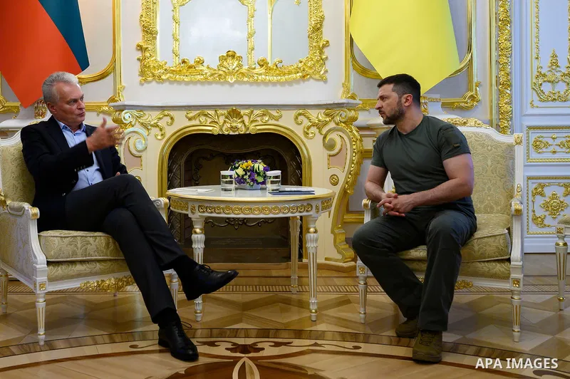 Ukrainian President Volodymyr Zelensky meets with President of Poland Andrzej Duda and President of Lithuania Gitanas Nauseda in Kyiv, Ukraine 28 June 2023. Photo by PRESIDENT OF UKRAINE\ apaimages