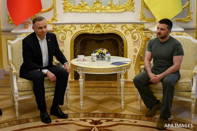Ukrainian President Volodymyr Zelensky meets with President of Poland Andrzej Duda and President of Lithuania Gitanas Nauseda in Kyiv, Ukraine 28 June 2023. Photo by PRESIDENT OF UKRAINE\ apaimages