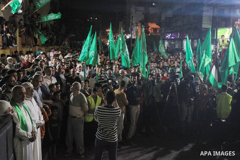 Supporters of Palestinians Hamas movement take part in a demonstration in Gaza city on July 3, 2023, protesting an Israeli military operation in the West Bank city of Jenin. Israel has stepped up operations in the northe...