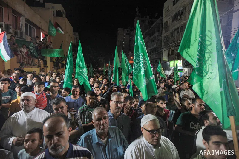 Supporters of Palestinians Hamas movement take part in a demonstration in Gaza city on July 3, 2023, protesting an Israeli military operation in the West Bank city of Jenin. Israel has stepped up operations in the northe...