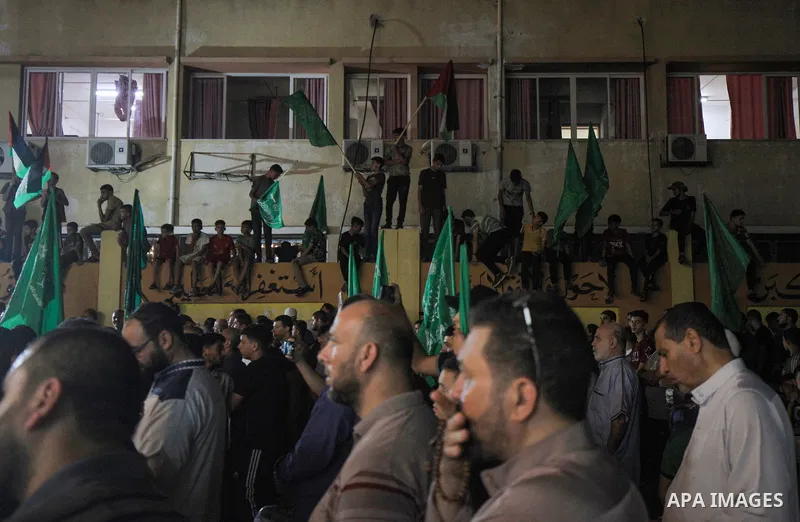 Supporters of Palestinians Hamas movement take part in a demonstration in Gaza city on July 3, 2023, protesting an Israeli military operation in the West Bank city of Jenin. Israel has stepped up operations in the northe...
