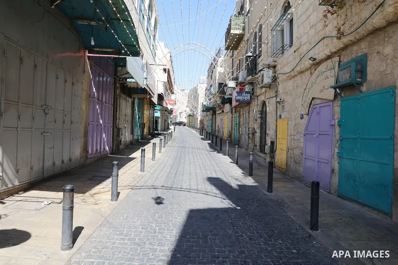 Shops are seen closed during a general strike against Israel’s assault on Jenin in the West Bank city of Bethlehem on July 04, 2023. A general strike is observed today in Gaza strip and West Bank, including East Jerusale...