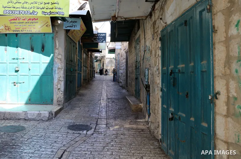 Shops are seen closed during a general strike against Israel’s assault on Jenin in the West Bank city of Bethlehem on July 04, 2023. A general strike is observed today in Gaza strip and West Bank, including East Jerusale...