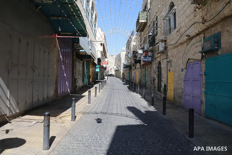 Shops are seen closed during a general strike against Israel’s assault on Jenin in the West Bank city of Bethlehem on July 04, 2023. A general strike is observed today in Gaza strip and West Bank, including East Jerusale...