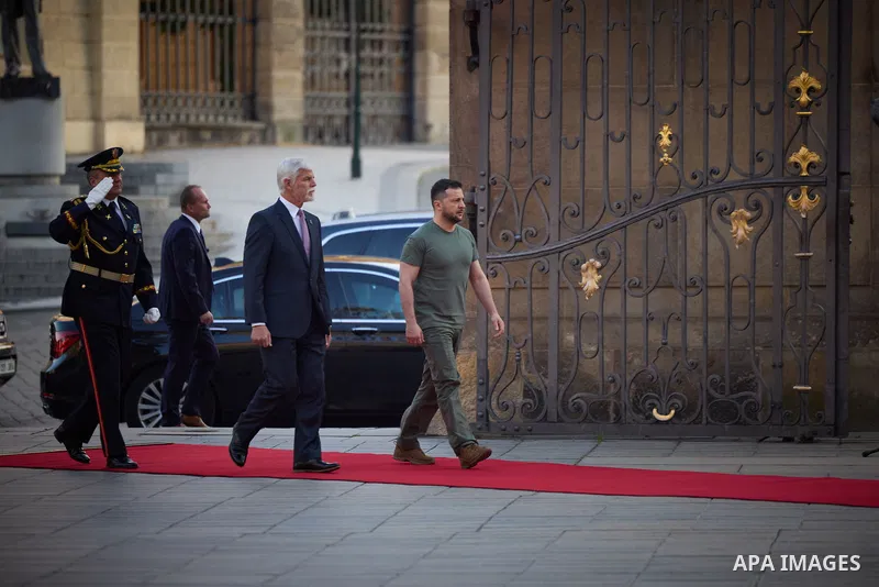 Ukrainian President Volodymyr Zelensky visits the Czech Republic on July 6, 2023. Photo by PRESIDENT OF UKRAINE\ apaimages