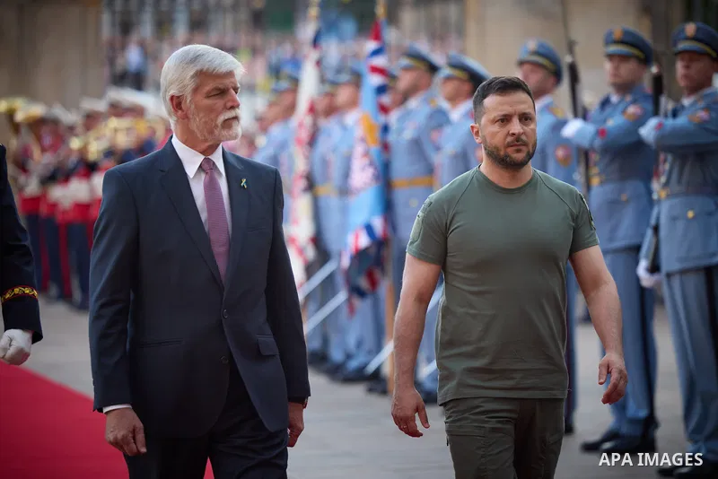 Ukrainian President Volodymyr Zelensky visits the Czech Republic on July 6, 2023. Photo by PRESIDENT OF UKRAINE\ apaimages
