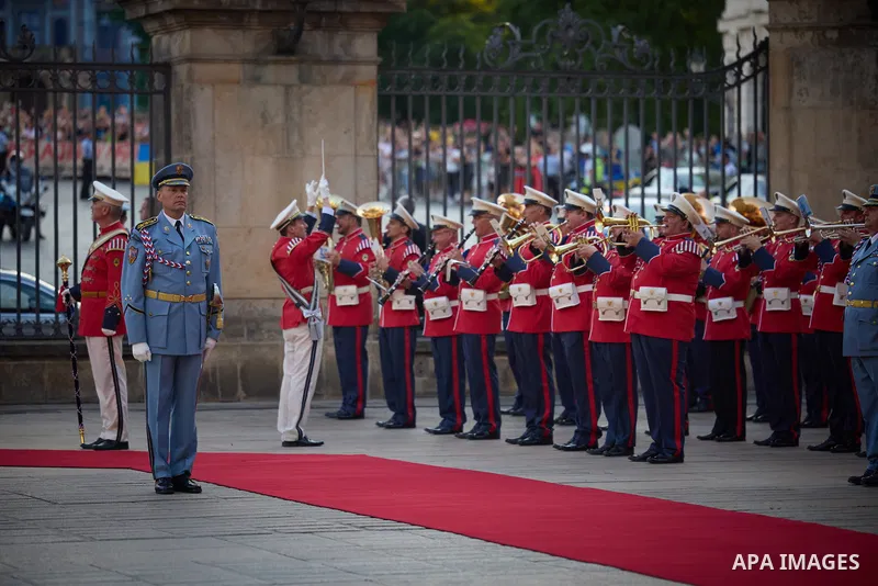 Ukrainian President Volodymyr Zelensky visits the Czech Republic on July 6, 2023. Photo by PRESIDENT OF UKRAINE\ apaimages