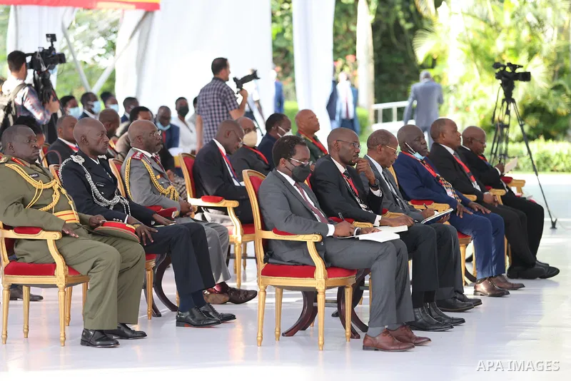 Iranian President Ebrahim Raisi attends the High-ranking delegations of Iran and Uganda meet in Uganda on July 12, 2023. Photo by Iranian Presidency Office/APAimages
