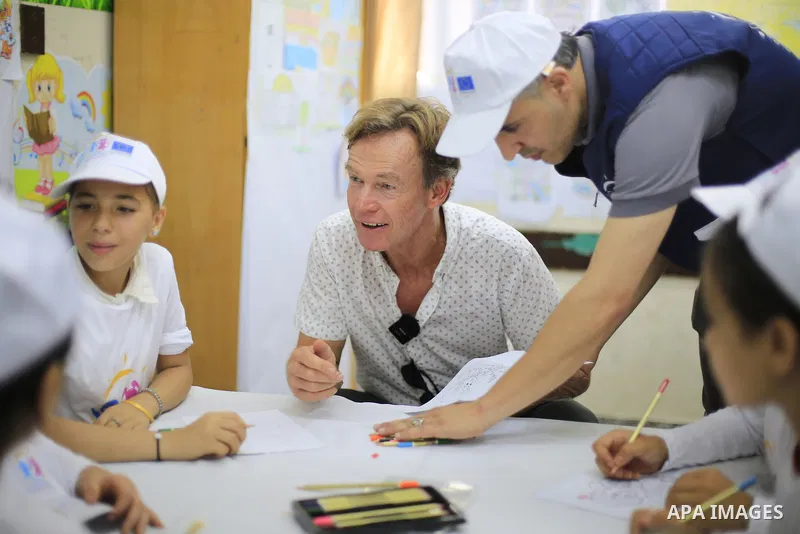European Union Representative in the West Bank and Gaza Sven Kuehn von Burgsdorff attends a Summer Fun Weeks 2023 in Gaza city, on July 16, 2023. Photo by Bashar Taleb\ apaimages