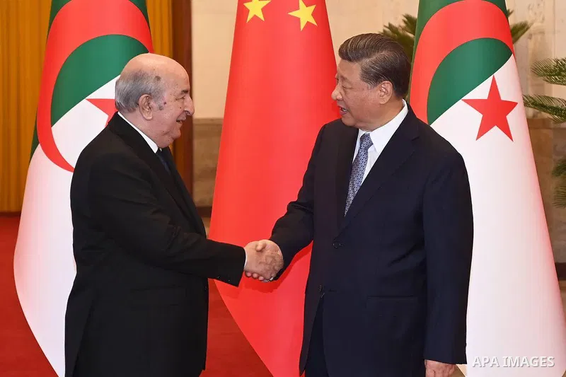 Chinese President Xi Jinping holds a welcoming ceremony for Algerian President Abdelmadjid Tebboune in the Northern Hall of the Great Hall of the People prior to their talks in Beijing, capital of China, July 18, 2023. X...