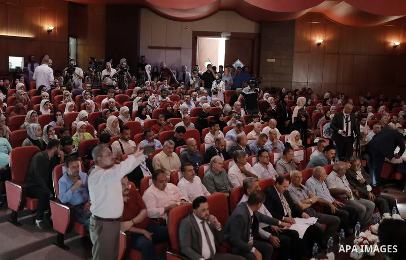 Palestinians attend the Festival for the short films in Gaza City on August 06, 2023. Photo by Bashar Taleb\ apaimages
