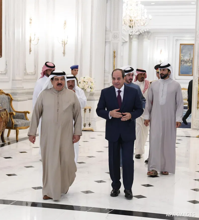 Egyptian President Abdel Fattah El-Sisi bid farewells to King Hamad bin Isa Al Khalifa, King of the Kingdom of Bahrain, upon his departure from the city of El Alamein in Egypt on 06 August 2023. Photo by Egyptian Preside...