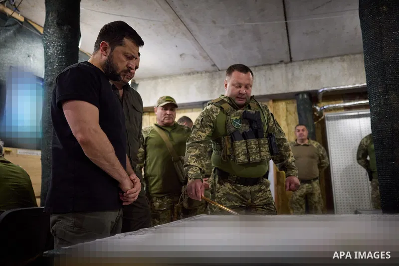 Ukraine's President Volodymyr Zelensky during working trip to Donetsk and Zaporizhzhia regions in Ukraine on September 4, 2023 . Photo by PRESIDENT OF UKRAINE\ apaimages