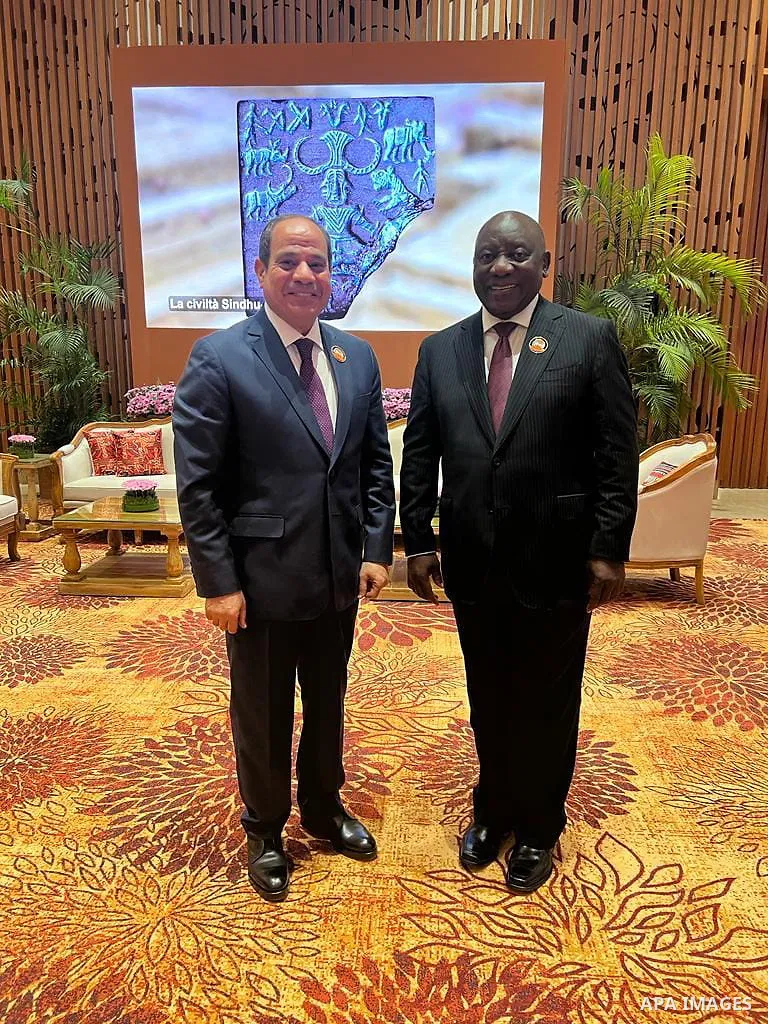 Egyptian President Abdel Fattah El-Sisi holds a number of side meetings on the sidelines of the G20 summit in New Delhi on September 9, 2023. Photo by Egyptian President Office\ apaimages