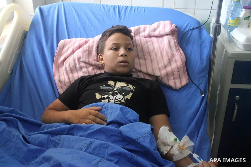 An injured Palestinian who was shot by Israeli forces receives treatment in hospital in Aqabat Jaber refugee camp south of Jericho in the West Bank northeastern part, on September 11, 2023. Early Monday morning, many Isr...