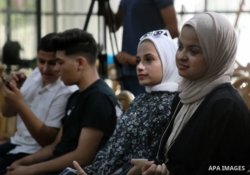 Palestinians participate in a solidarity event with the Moroccan people, in Gaza city on September 14, 2023. Photo by Omar Aldirawi\ apaimages.