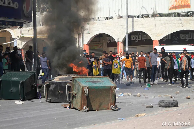 Israeli forces clash with Palestinians following the funeral of 19-year-old Labib Damidi, who was shot in an overnight attack in the village of Huwara village, in nablus city, West Bank, on October 6, 2023. The Palestini...