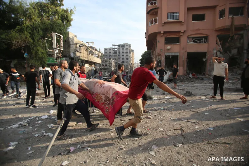 Palestinian families evacuates to safer areas following overnight Israeli shelling in Gaza city on October 11, 2023. Israel pounded Hamas targets in Gaza on October 11and said the bodies of 1,500 Islamist militants were...