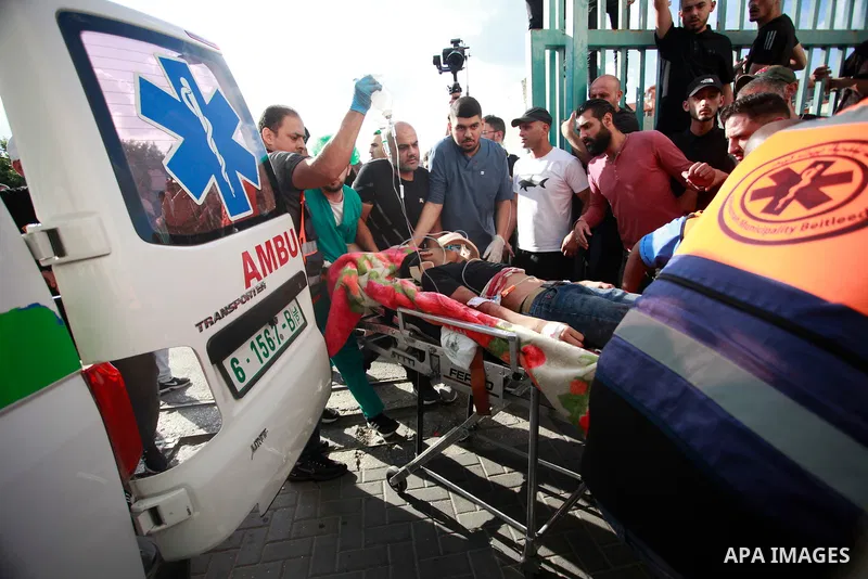 A Palestinian boy wounded in an Israeli army raid on Nur Shams refugee camp is brought to a hospital in Tulkarem, West Bank, on Thursday, Oct. 19, 2023. Photo by Mohammed Nasser\ APAimages