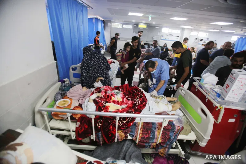 Palestinians injured in Israeli bombardment sleeps on a hospital beds in a ward at Al-Shifa hopsital in Gaza City on November 3, 2023, amid the ongoing battles between Israel and the Palestinian group Hamas. Photo by Bas...