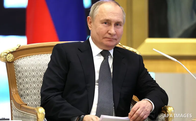 Russian President Vladimir Putin visit United Arab Emirates, and meet with the President Mohamed bin Zayed Al Nahyan at Qasr Al Watan in Abu Dhabi, United Arab Emirates on December 6, 2023.