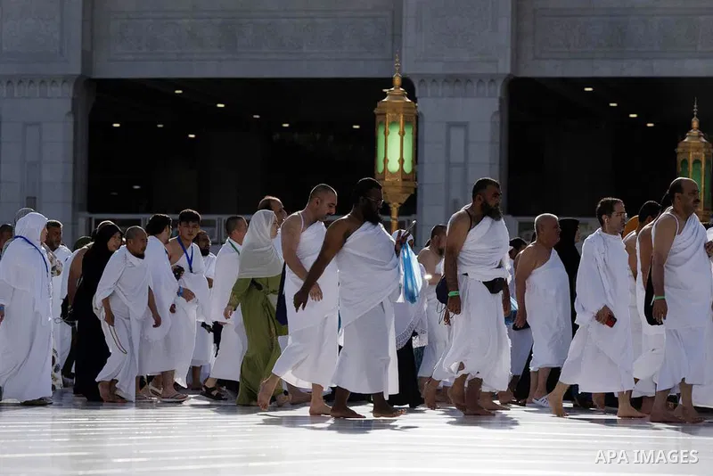 Muslim worshippers and pilgrims gather around the Kaaba, Islam's holiest shrine, at the Grand Mosque in the holy city of Mecca on June 26, 2023, as they arrive for the annual Hajj pilgrimage. Photo by Saudi Press Agency/...