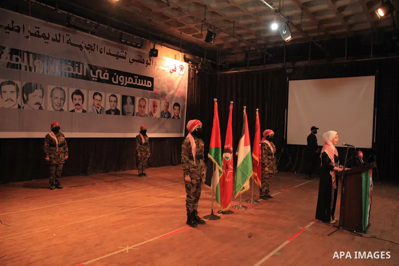 Palestinians attend the National Day of the Martyrs of the Democratic Front for the Liberation of Palestine, in Gaza City on June 6, 2023. On 6/4, is the "National Day of the Martyrs of the Democratic Front. Photo by Oma...