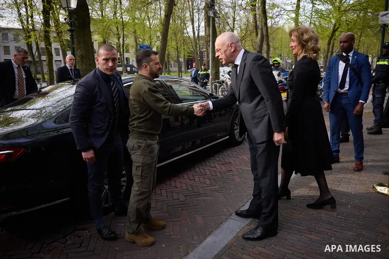 Ukrainian President Volodymyr Zelensky visits the Kingdom of the Netherlands on May 05, 2023 . Photo by PRESIDENT OF UKRAINE\ apaimages