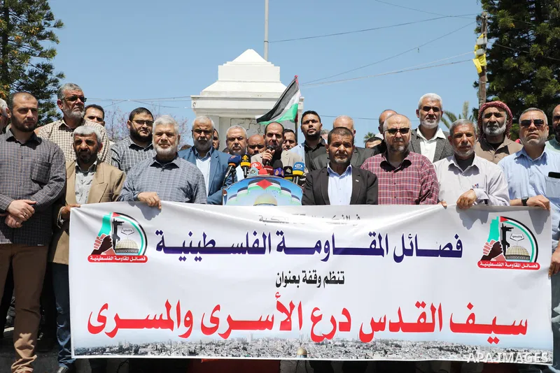 Palestinian factions take part in a rally marking the 75th anniversary of the "Nakba" or "catastrophe", in Gaza city, on May 06, 2023. Each year Palestinians commemorate the "Nakba" on May 15, the official date of Israel...