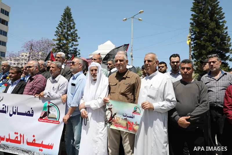Palestinian factions take part in a rally marking the 75th anniversary of the "Nakba" or "catastrophe", in Gaza city, on May 06, 2023. Each year Palestinians commemorate the "Nakba" on May 15, the official date of Israel...
