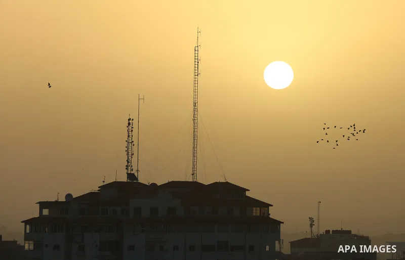 A general view shows the Gaza city during a Sunrise, on April 05, 2023. Photo by Bashar Taleb\ APAimages