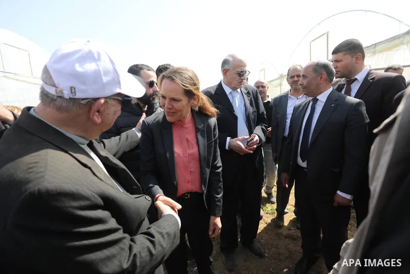 A delegation from the European Union inaugurates several agricultural projects for farmers affected by the conflicts with Israel, in Gaza city on Gaza city 28, 2023. The projects aim to restore the Productive Capacity of...