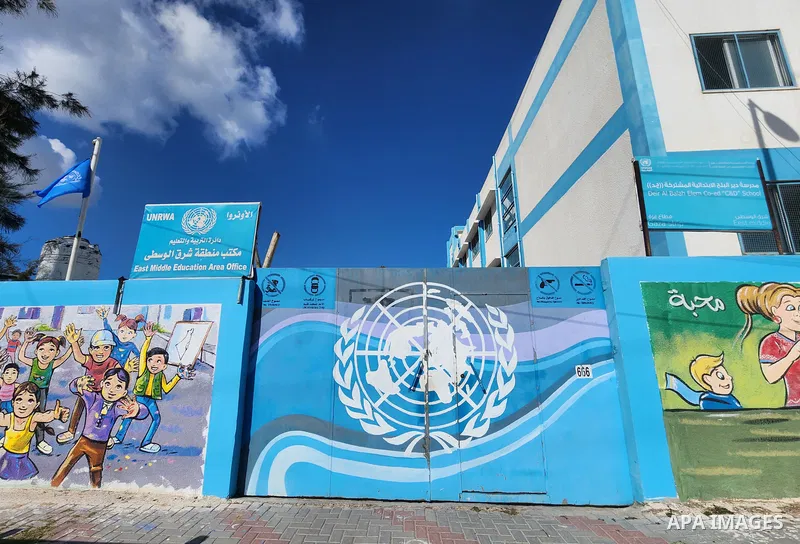 The close of the UNRWA headquarters during a protest demanding their rights, in Deir Al-Balah in the center of Gaza strip, on January 30, 2023. Thomas White explained that the Gaza Strip "is hardly livable due to the dif...