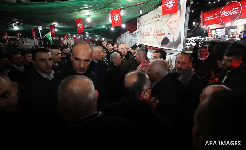 Palestinian Prime Minister Mohammad Shtayyeh condolences to the family of the 14-year-old Amr Khaled Khumour, who was killed by Isareli forces, in Dheisheh camp in the West Bank city of Bethlehem on January 18, 2023. Pho...