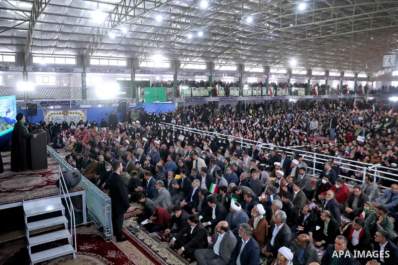 Iranian President Ebrahim Raisi attends Immense gathering of the people of Khatam County in Yazd, Iran on January 14, 2023. Photo by Iranian Presidency Office