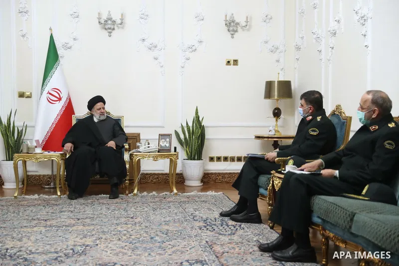 Iranian President Ebrahim Raisi meets with police chief in Yazd, Iran on January 14, 2023. Photo by Iranian Presidency Office