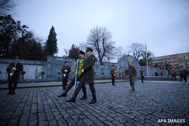 President of Ukraine Volodymyr Zelensky during the working trip the Lviv region and meeting with the Presidents of Poland and Lithuania, in western Ukraine on January 11, 2023. Photo by PRESIDENT OF UKRAINE\ apaimages