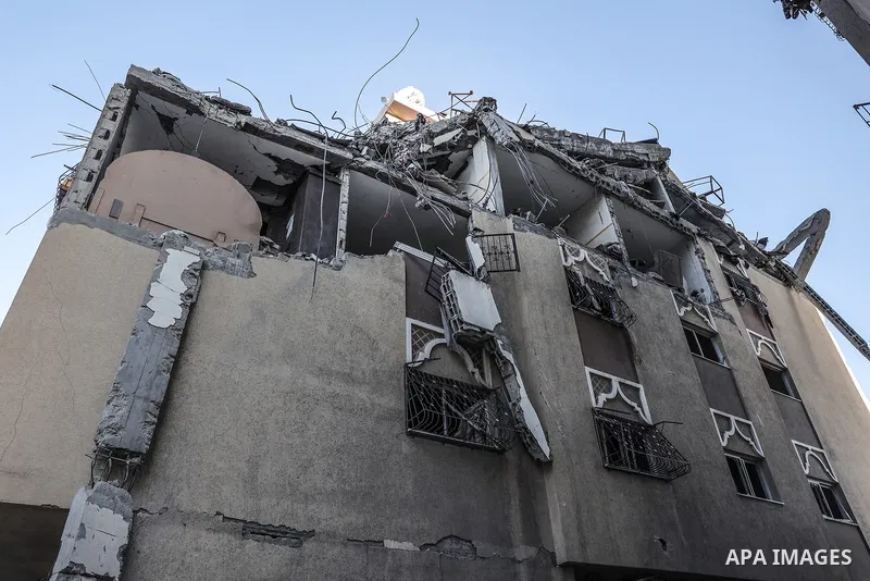A view of the Qatari-funded Hamad Town residential complex in Khan Yunis in the southern Gaza Strip, on January 06, 2024. Residents were flee their homes after an Israeli raid completely destroyed more than 6 residential...