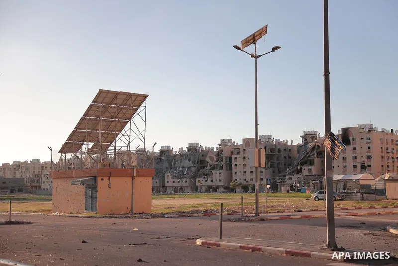 A view of the Qatari-funded Hamad Town residential complex in Khan Yunis in the southern Gaza Strip, on January 06, 2024. Residents were flee their homes after an Israeli raid completely destroyed more than 6 residential...