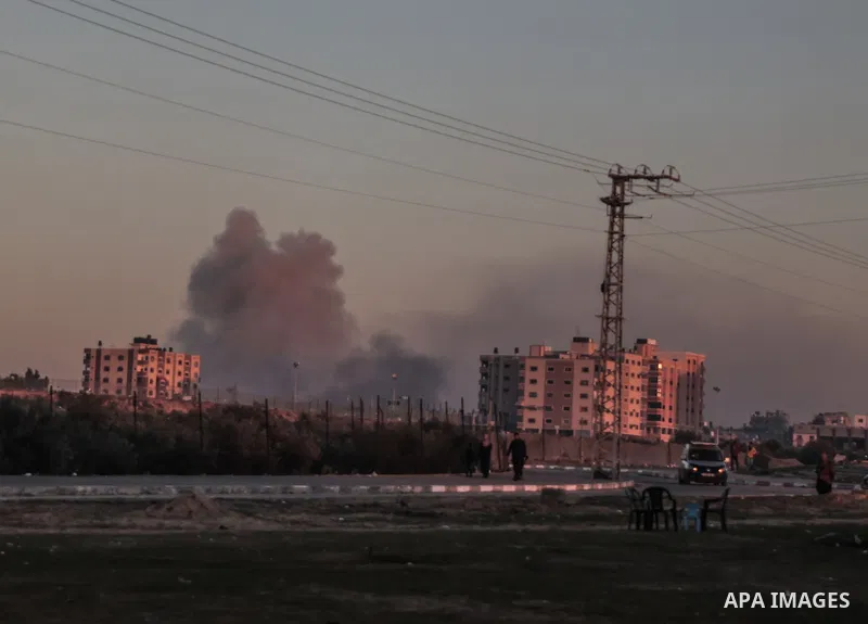 A view of the Qatari-funded Hamad Town residential complex in Khan Yunis in the southern Gaza Strip, on January 06, 2024. Residents were flee their homes after an Israeli raid completely destroyed more than 6 residential...