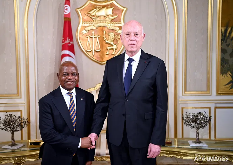 Tunisian President Kais Saied receives Siphosezwe Masango, Ambassador of the Republic of South Africa to Tunisia, on the occasion of the end of his duties, Carthage Palace, Tunisia, on 28 February 2024. Photo by Tunisian...