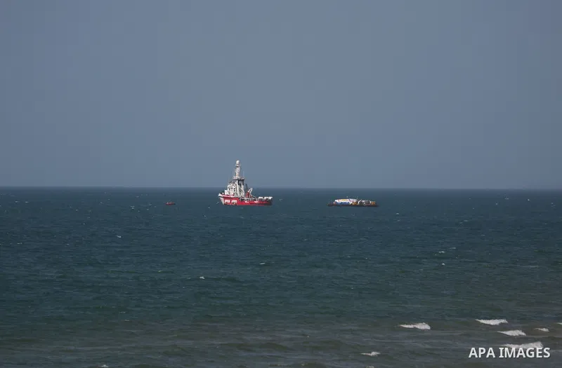 Charity ship loaded with humanitarian aid, which set sail from the Larnaca Port, arrives off the coast of Gaza on April 01, 2024. Photo by Bashar Taleb\ apaimages